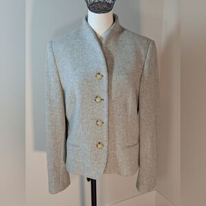 Ralph Lauren Wool Blazer Jacket 14 Gray Women's Sport Coat Button Up Preppy 90s